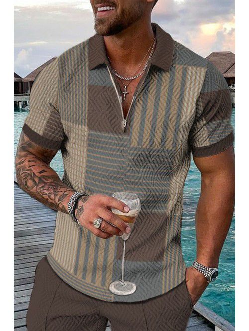 Summer New Short Sleeve Chain POLO Shirt 3D Digita...