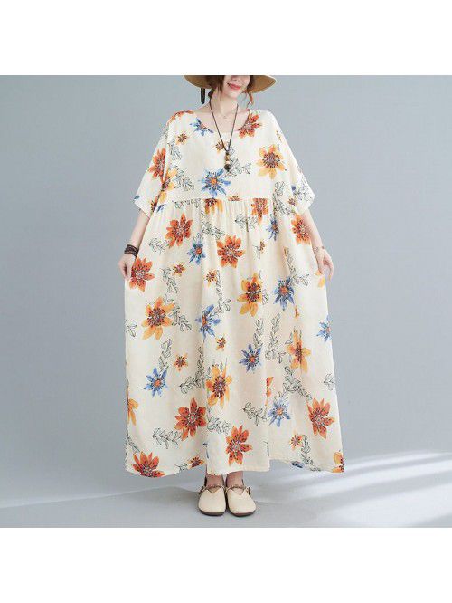 Women's Summer Dress Loose Short Sleeve Slim Print...