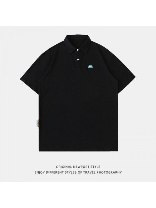 Pure cotton polo neck short sleeved T-shirt summer...