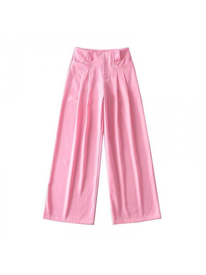 High Waist Wide Leg Suit Pants for Women's Autumn New Network Red Spicy Girl Loose Large Leg Sagging Slim Straight Leg Pants 