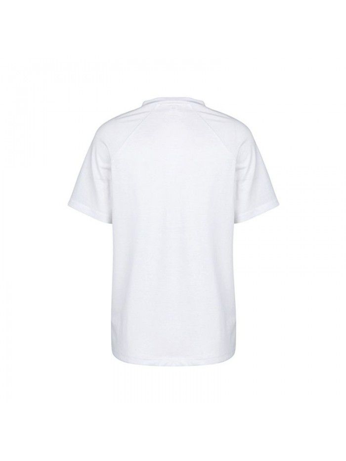Personalized kink solid color women's T-shirt Women's autumn round neck short sleeve versatile T-shirt top 