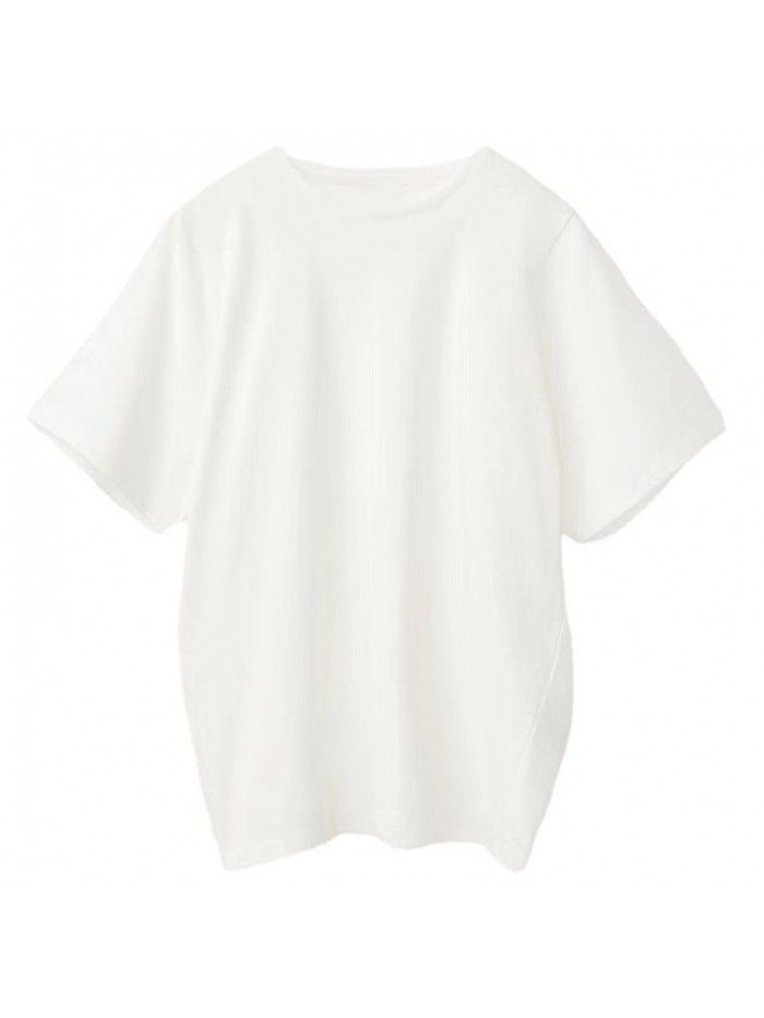 Spring/Summer Loose Solid T-shirt Round Neck Casual Fashion Silhouette Short Sleeve T-shirt Top Female 