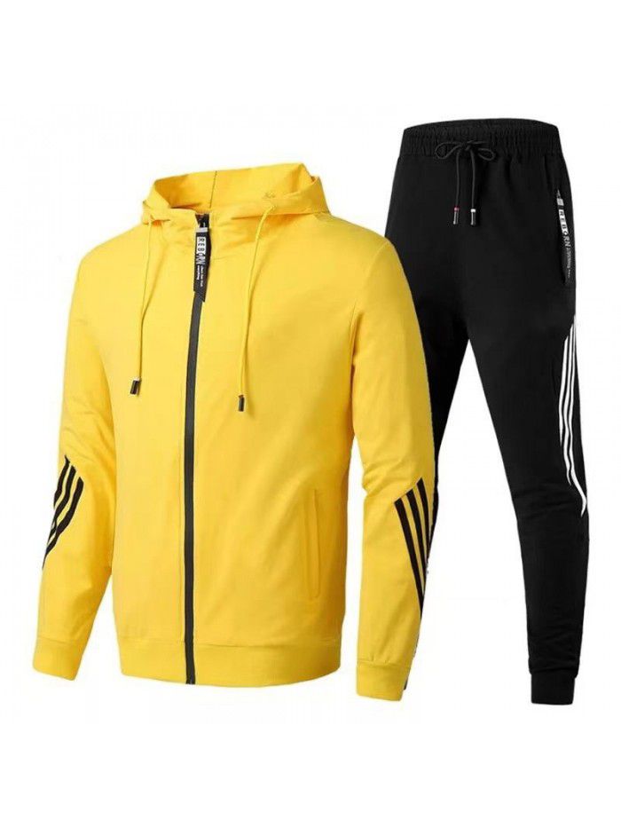Men's Leisure Sports Set Fashion Zipper Coat Men's Running Sports Set