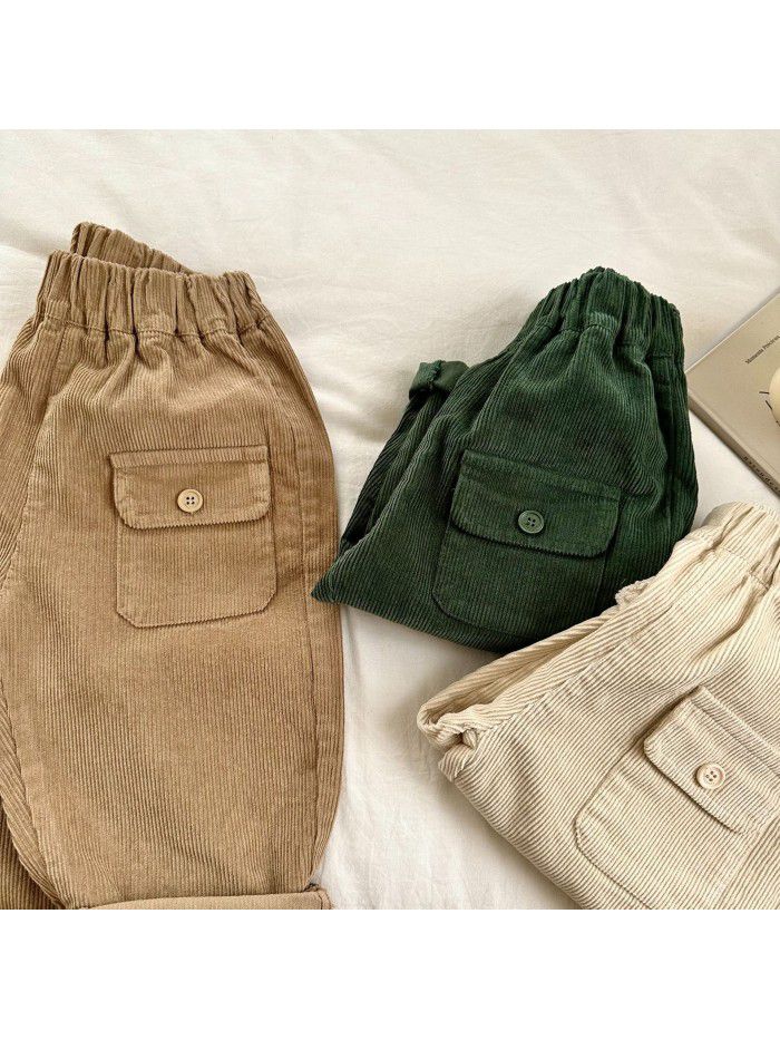 Children's Corduroy Pants Spring and Autumn New Baby Casual Pants Outwear Boys' Pants 