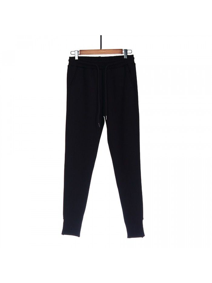 Women's winter plush thickened elastic waist high waist cotton warm casual sports pants side leg pants radish pants 
