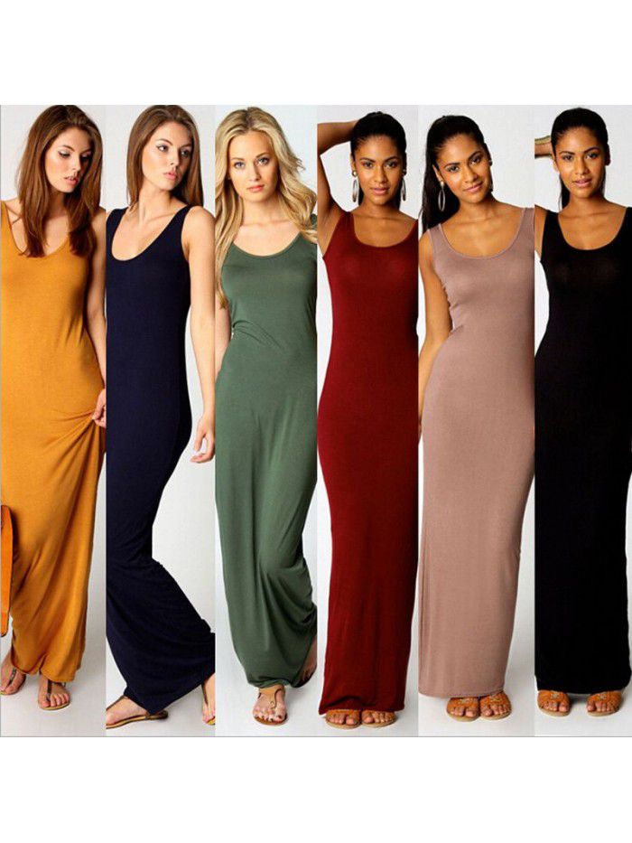 Summer New Casual Women's Subsexy Tank Top Long Dress Sleeveless Slim Fit Dress 