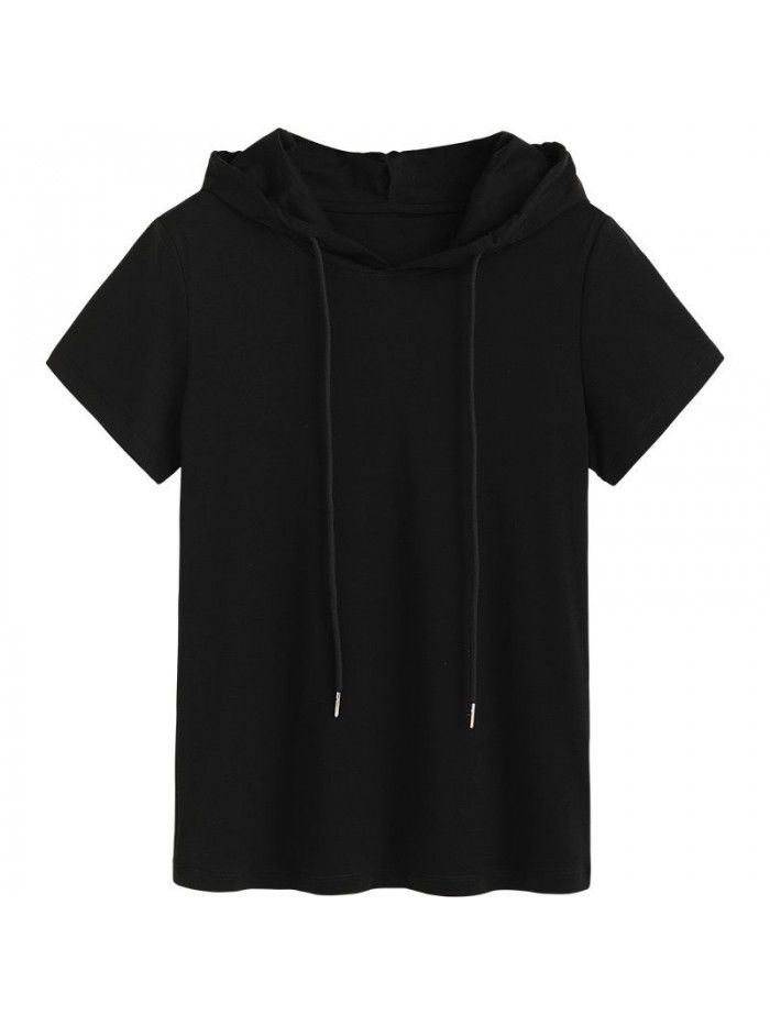 Silk Cotton T-shirt Women's Fashion Korean Hooded Super Hot New Style 