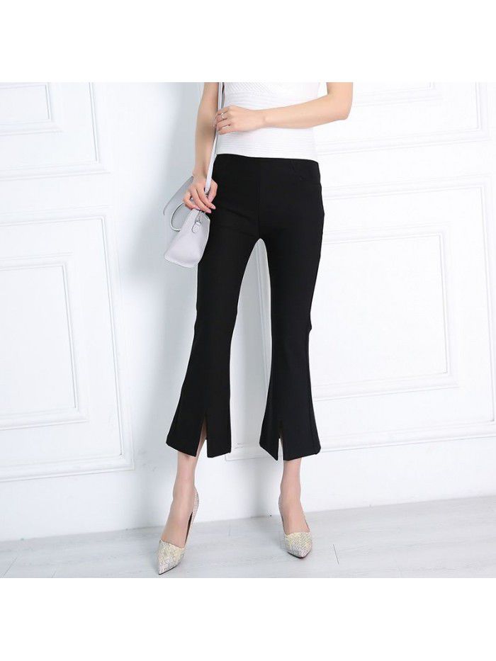 Autumn and Winter New Women's Casual Pants Temperament Commuter Split Flare Pants Nine Split Wide Leg Pants 