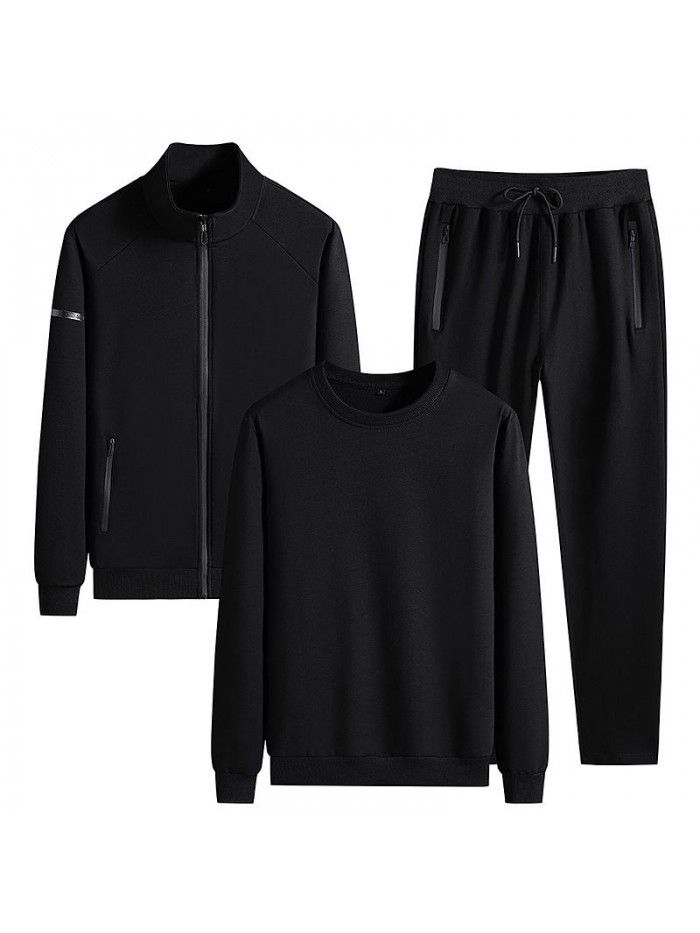 Autumn men's sweater set, autumn and winter sports set, men's spring and autumn three piece set, new casual men's outerwear 