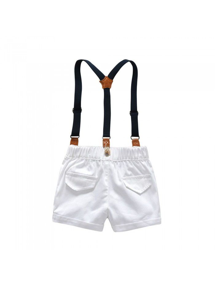 Children's Set Boys' Short Sleeve T-shirt Gentlemen's Wear Backbelt Two Piece Children's Clothing 