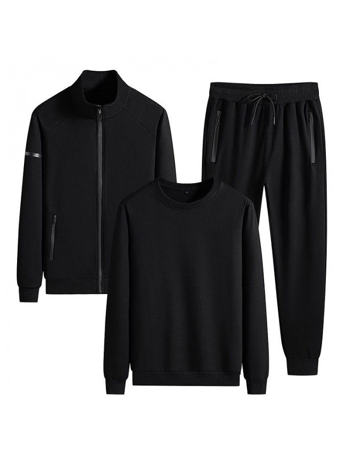 Autumn men's sweater set, autumn and winter sports set, men's spring and autumn three piece set, new casual men's outerwear 