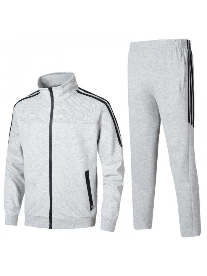 Autumn Cotton Sports Casual Set Running and Team Wear Stand up Collar Two Piece Set 