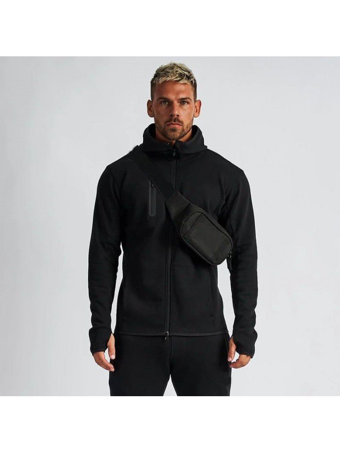 Crazy Muscle Spring and Autumn Fitness Set Men's Outdoor Running Hooded Sweater Pants Casual Two Piece Set 
