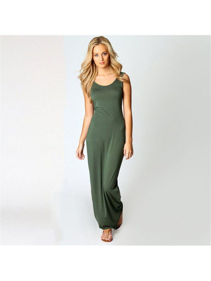 Summer New Casual Women's Subsexy Tank Top Long Dress Sleeveless Slim Fit Dress 