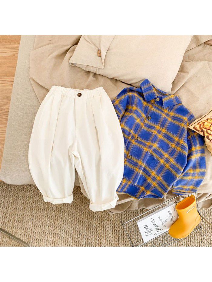 Children's pants Spring style small and medium-sized children's radish pants Trendy and cute, handsome long pants Wide legs 