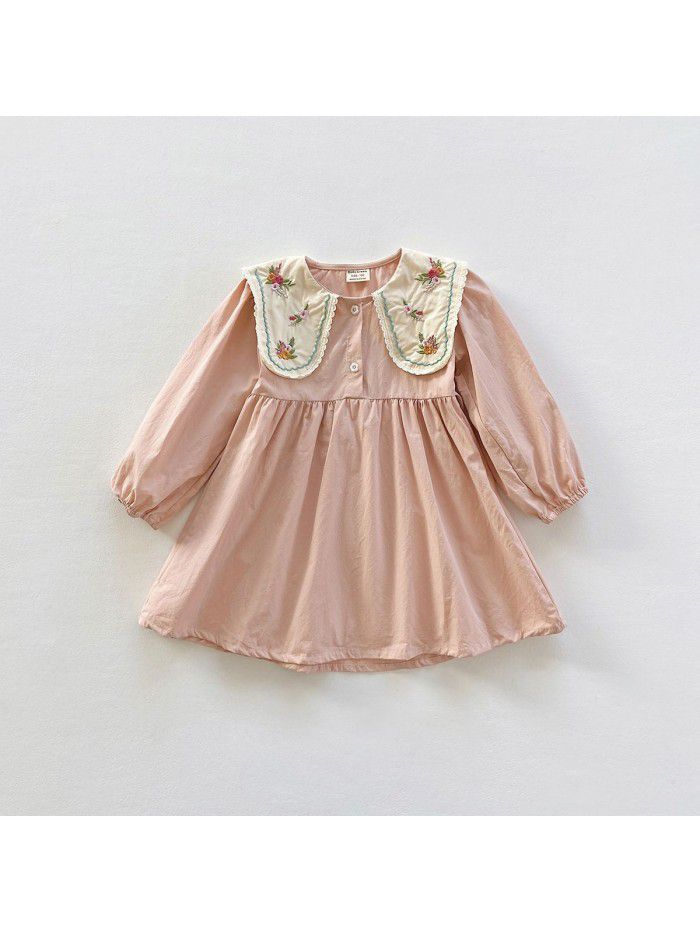 Autumn style small and medium-sized girl children's dress princess skirt cotton long sleeved children's skirt 