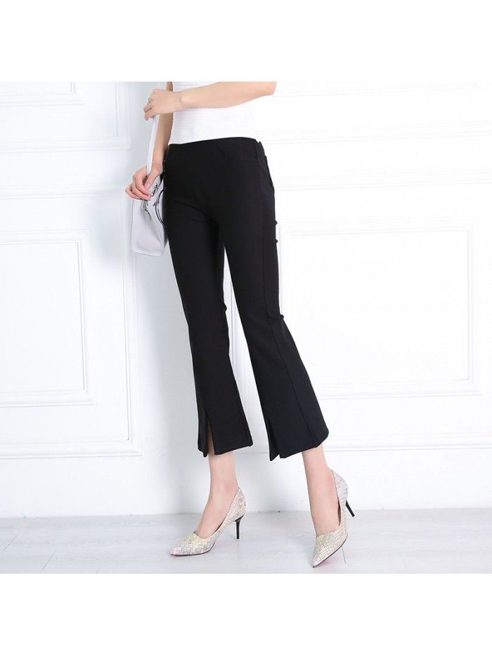 Autumn and Winter New Women's Casual Pants Temperament Commuter Split Flare Pants Nine Split Wide Leg Pants 