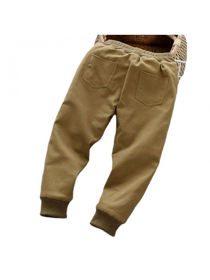 Winter middle and large children's new thickened cotton warm children's trousers, sanded stretch cotton jacket for boys and girls 