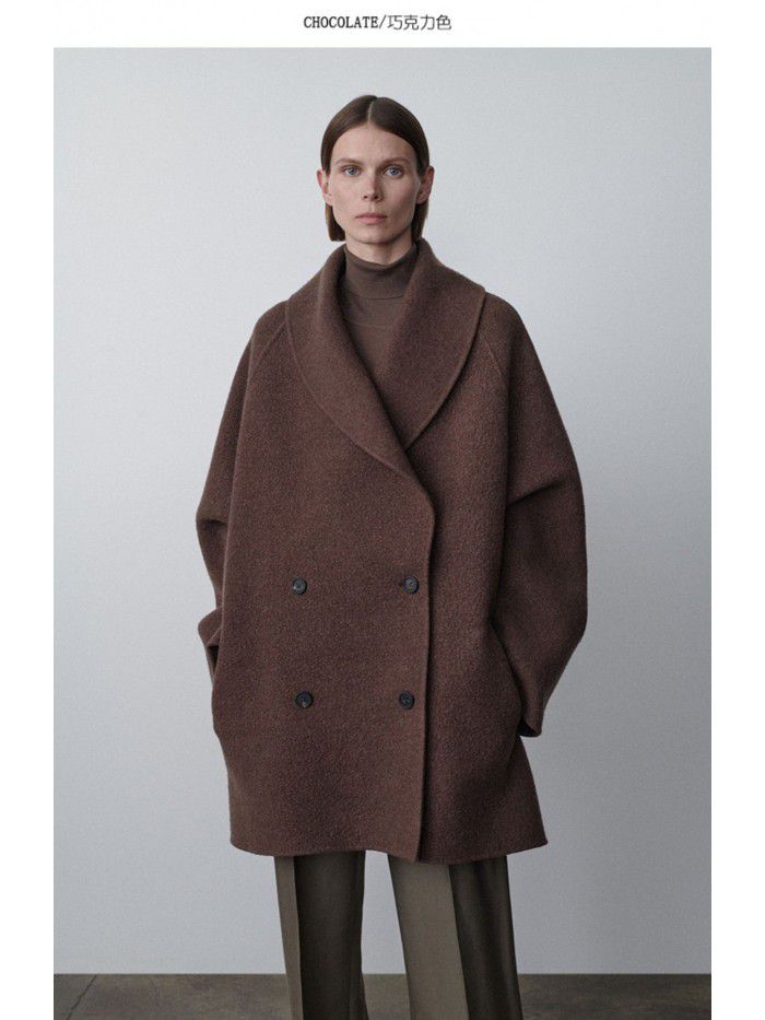 Autumn and winter new wool coat women's solid color double-sided woolen suit cashmere woolen coat