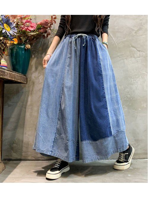 Denim Wide Leg Pants Spring New Fashion Personaliz...