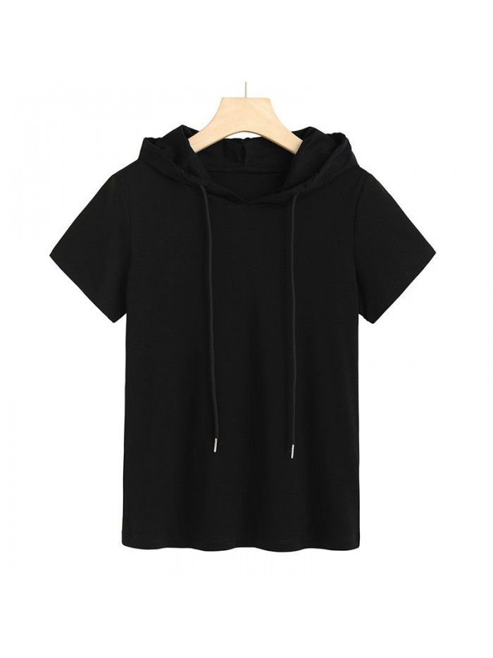 Silk Cotton T-shirt Women's Fashion Korean Hooded Super Hot New Style 