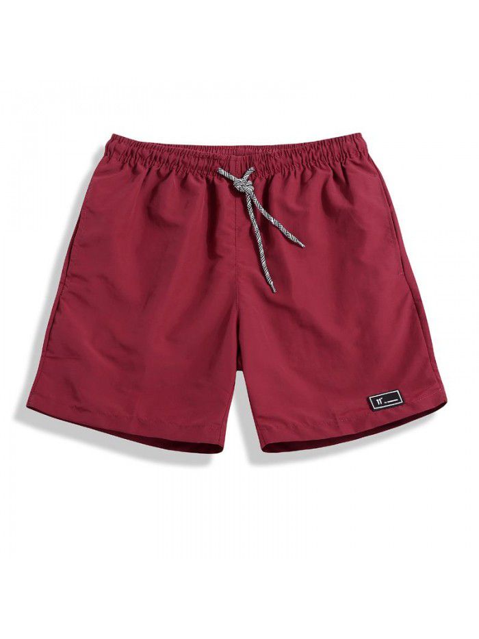 Summer Candy Shorts Capris Men's Beach Pants Elastic Waist Drawstring Loose Straight Leg Shorts 