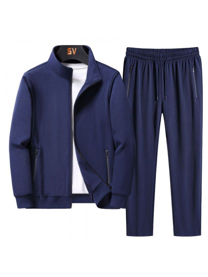 Sports Set Spring and Autumn Season Men's Loose Large Casual Coat Sportswear Two Piece Set 