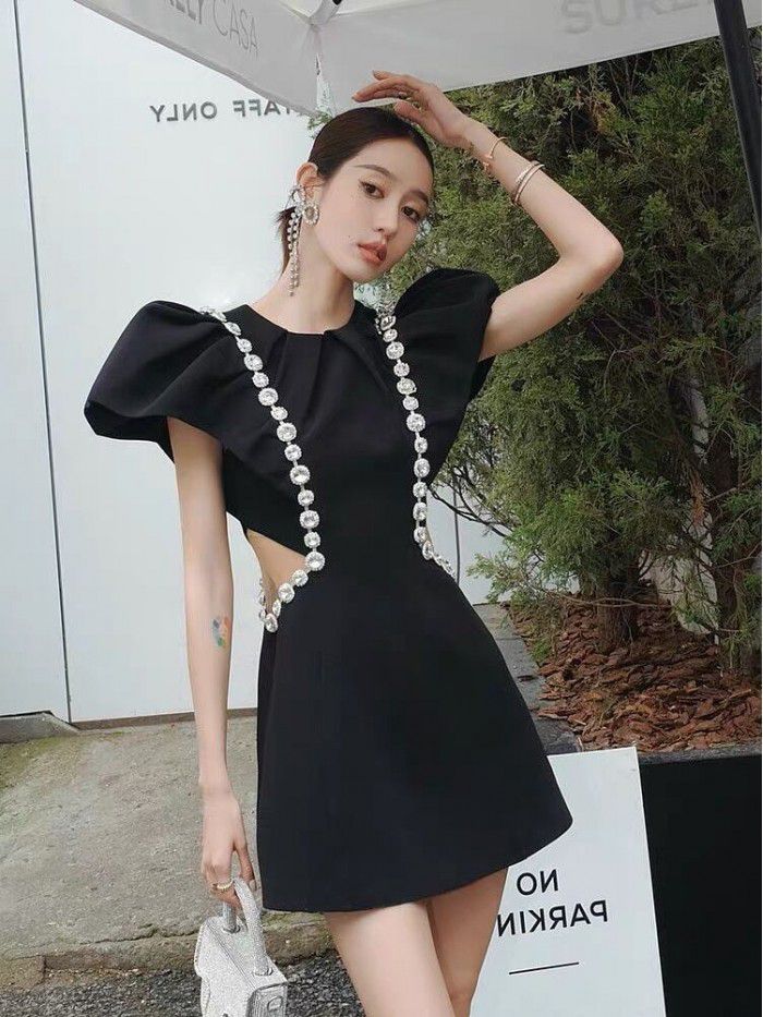 Spring and Autumn Candy Crowd Dress Small Dress Light Luxury Fairy Series Pengpeng Skirt Black Dress 