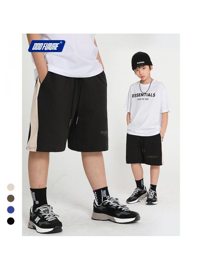 Children's three-dimensional new double thread cotton sports pants Boys' five-point pants Street trend 