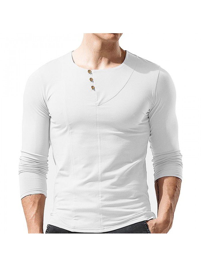 Long sleeved round neck T-shirt Men's bottom shirt Men's T-shirt