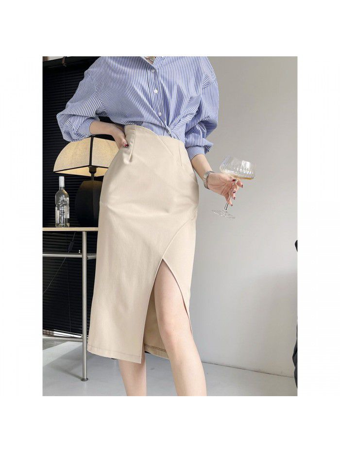 Spring New French High end Split Irregular niche Design Mid length Dress for Women 