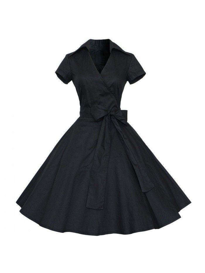 Retro large swing skirt, medium length skirt, women's Hepburn style French polka dot dress 