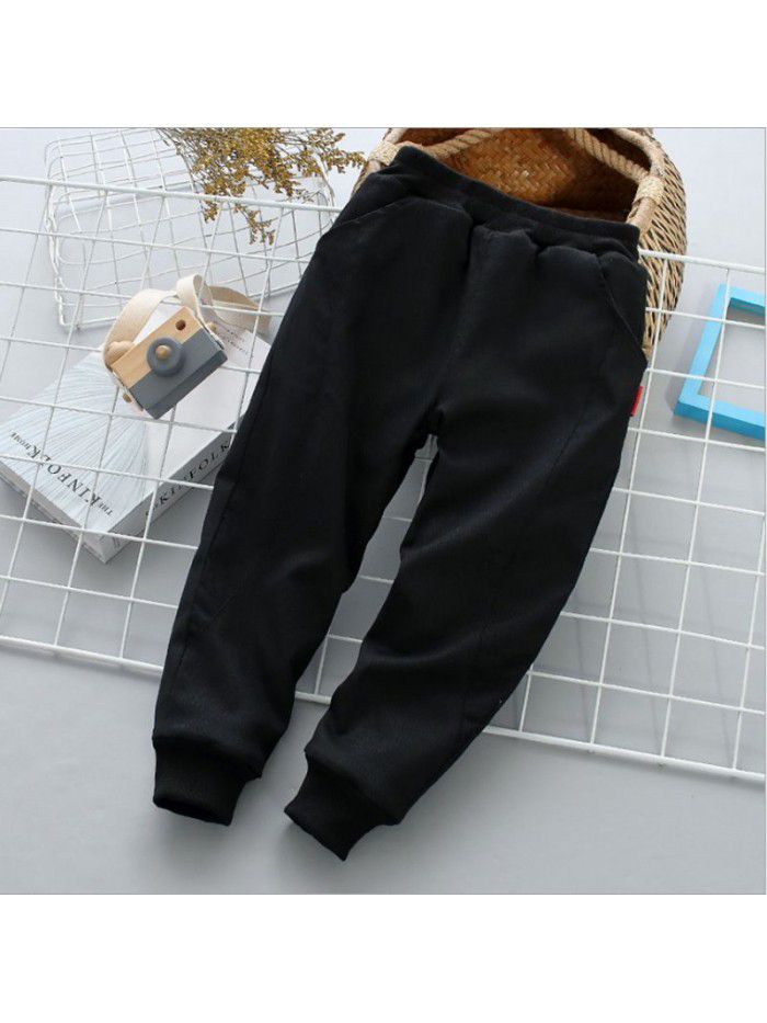 Winter middle and large children's new thickened cotton warm children's trousers, sanded stretch cotton jacket for boys and girls 