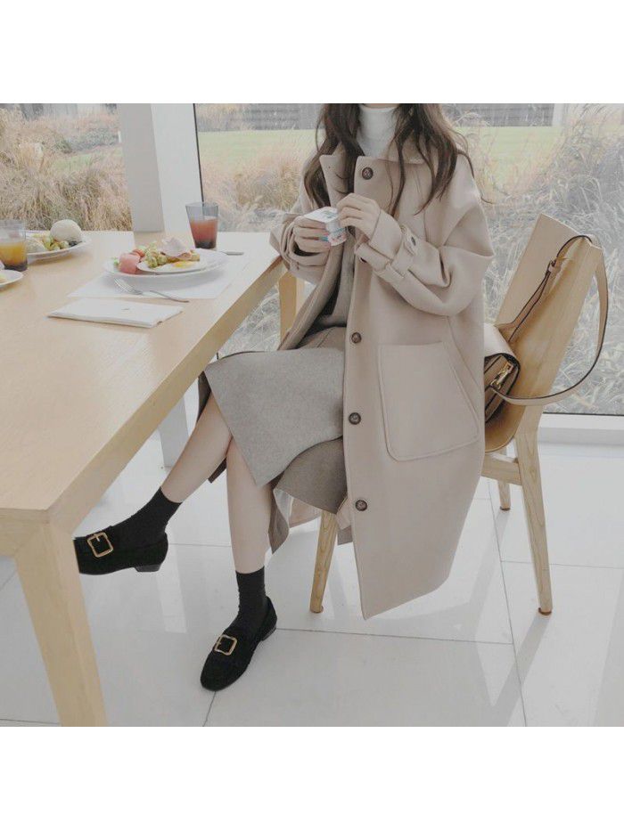 Winter women's coat new winter woolen women's mid length plus cotton coat