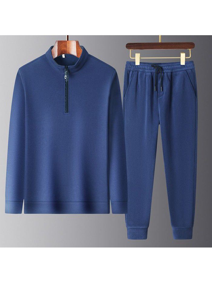 Autumn Sports Set Men's Autumn New Loose Solid Color Running Casual Sportswear 