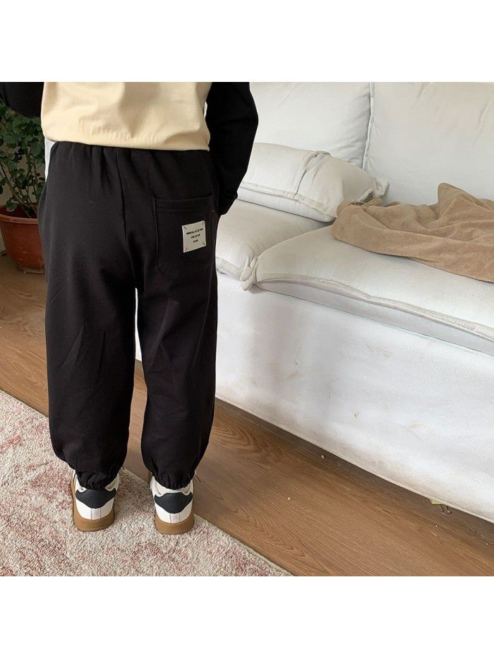 Children's Sports Pants Men's and Women's Cotton Casual Pants Spring New Children's Dress Feet Guard Pants Children's Dress Knitted Pants 