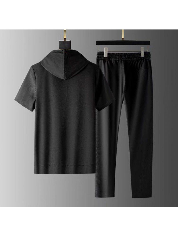 Cardigan suit sweater men's spring summer new loose hooded jacket men's casual sportswear top 
