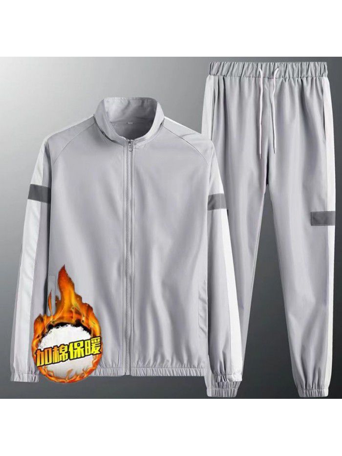 Set men's autumn and winter sports and leisure set Korean version of ruffian and handsome trend versatile jacket jacket jacket 