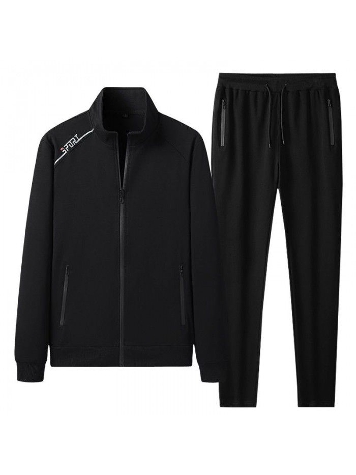 New Men's Casual Sports Set Cotton Cardigan Sweater Pants Two Piece Fashion Fashion Comfortable Men's Wear 