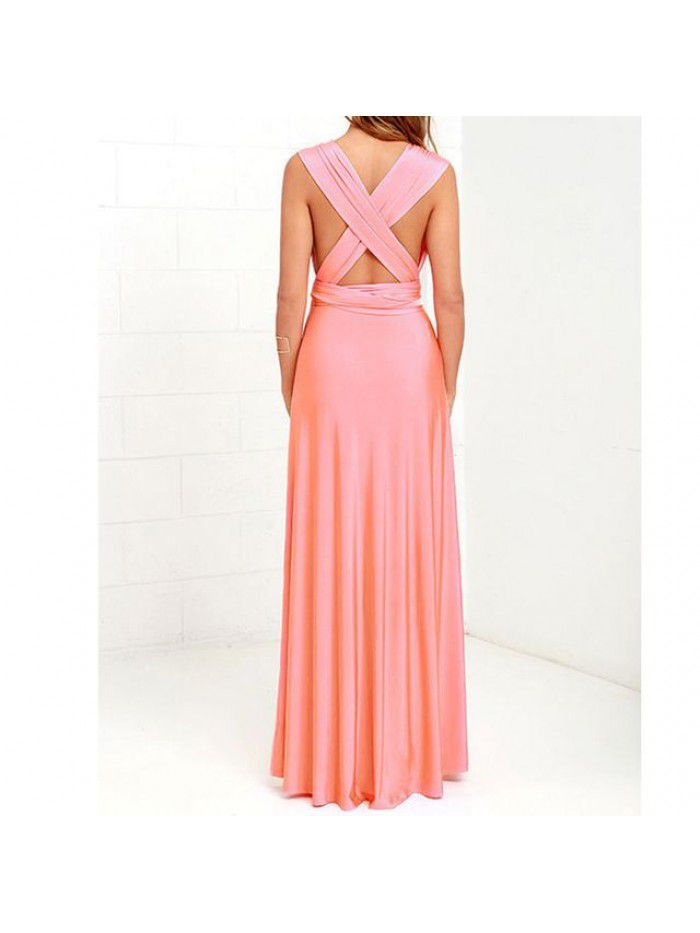 Solid Color Diversified Dressing Method Sexy Lacing Red Dress Long Dress Bridesmaid Dress 
