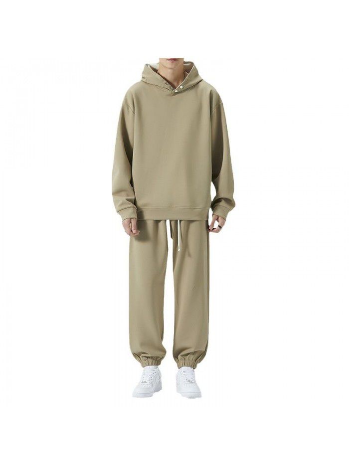 Set of men's autumn new casual sports long sleeved pants, two-piece set of trendy and handsome clothes 
