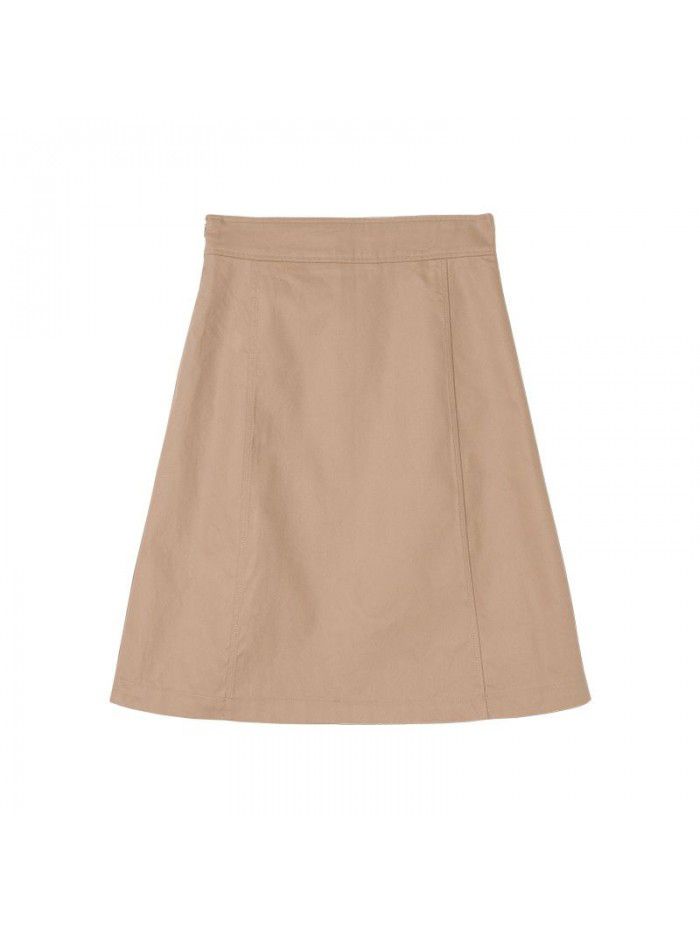 Summer High Waist A-line Half Skirt Commuting Solid Cotton White Half Body Short Skirt Korean Commuting Style 