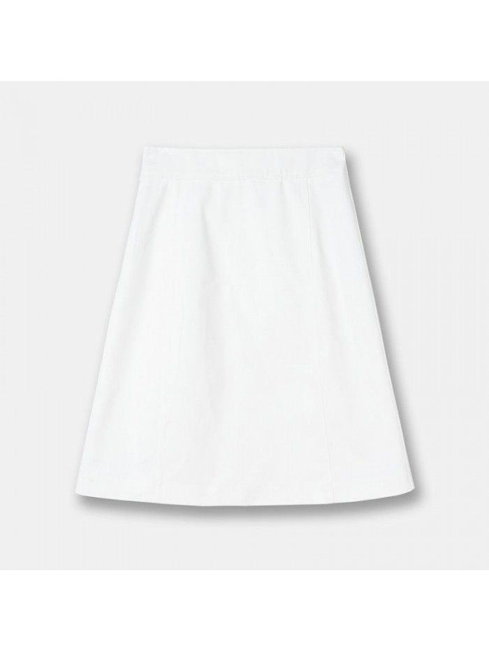 Summer High Waist A-line Half Skirt Commuting Solid Cotton White Half Body Short Skirt Korean Commuting Style 