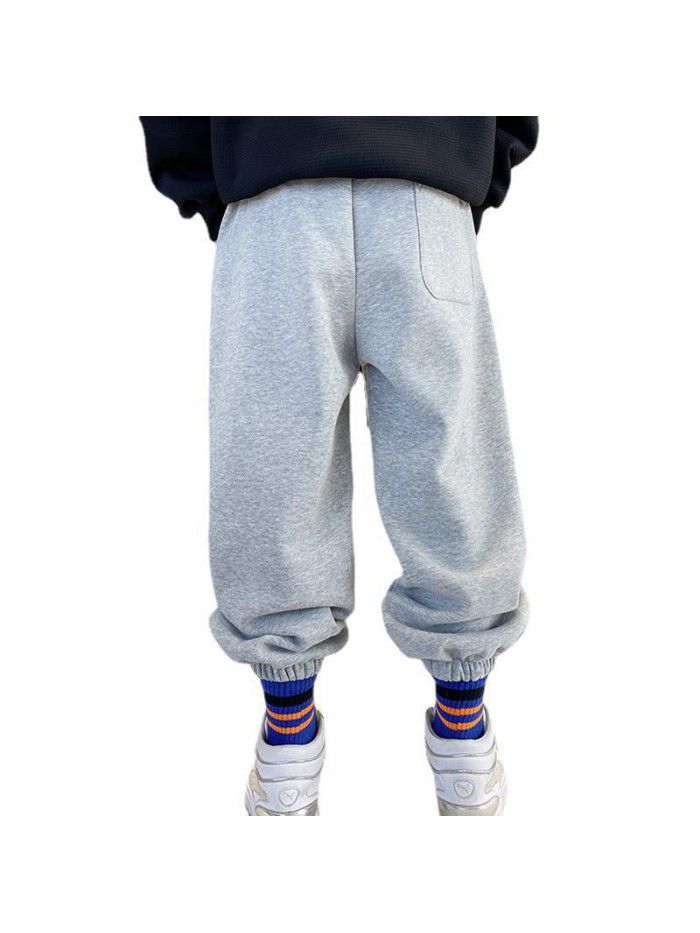 Children's Spring and Autumn New Big Boys' Spring and Autumn Grey Sports Guards Pants Casual Pants Korean Version 