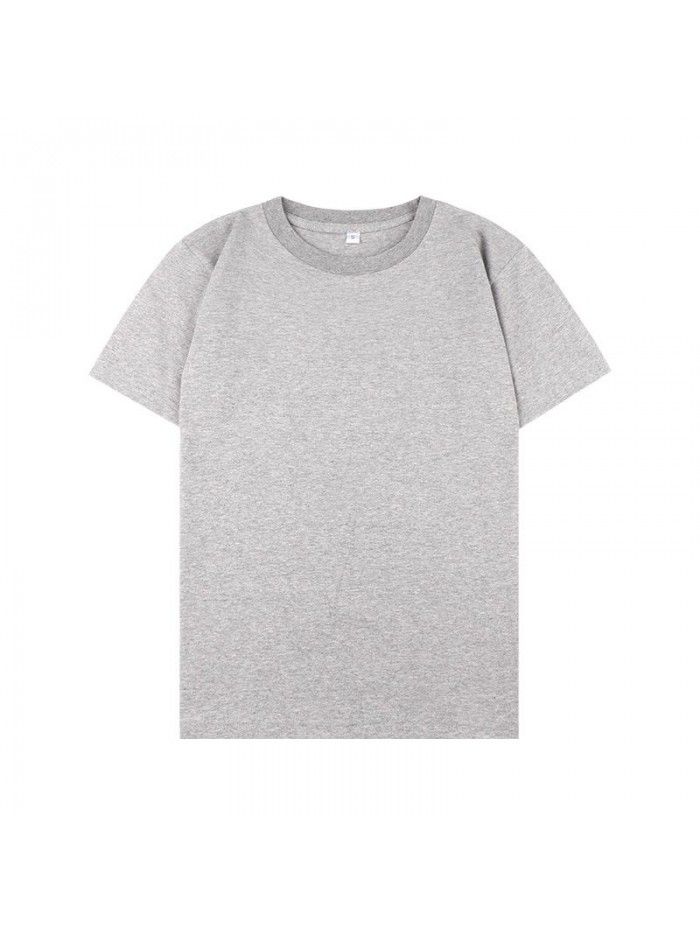 Cotton short sleeved T-shirt for men and women, solid white men's blank shirt trendy brand 