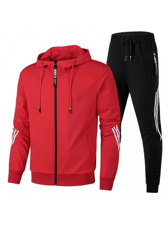 Men's Leisure Sports Set Fashion Zipper Coat Men's Running Sports Set