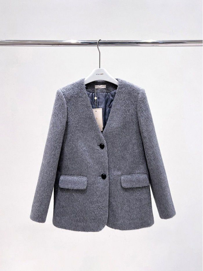 Coat women's winter intellectual temperament gray short coat wool suit