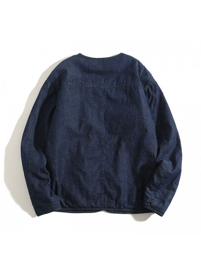 Winter cotton jacket, light workwear, Japanese retro denim jacket, layered casual cotton jacket, men's