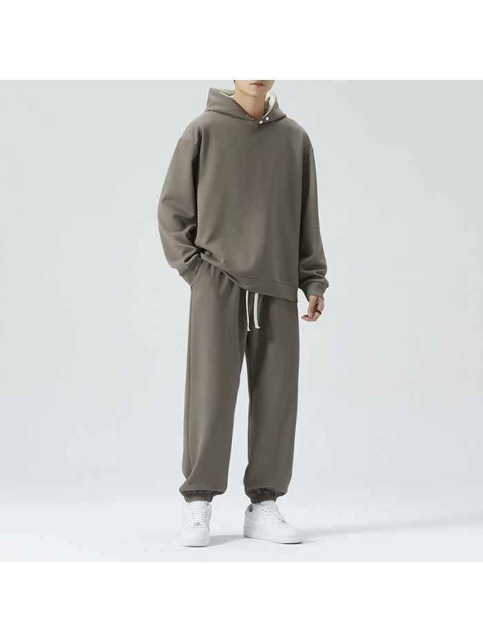 Set of men's autumn new casual sports long sleeved pants, two-piece set of trendy and handsome clothes 