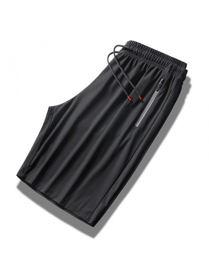 Ice Silk Pants Men's Casual Pants Men's Thin Summer New Quick Drying Sports Plus Size 5/4 Shorts 